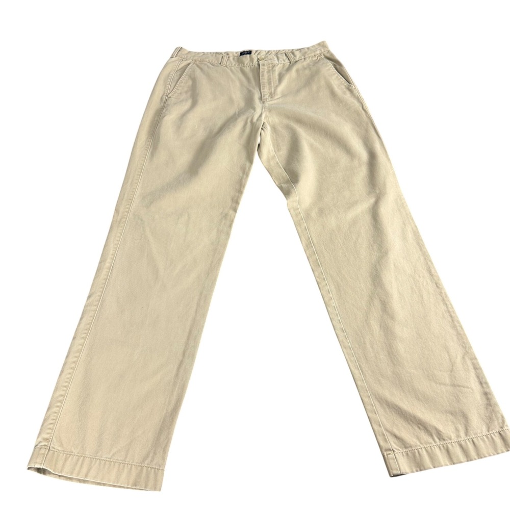 J.Crew The Bleecker Chino Pants Mens 34x34 Khaki Tan Straight Leg Cotton Twill